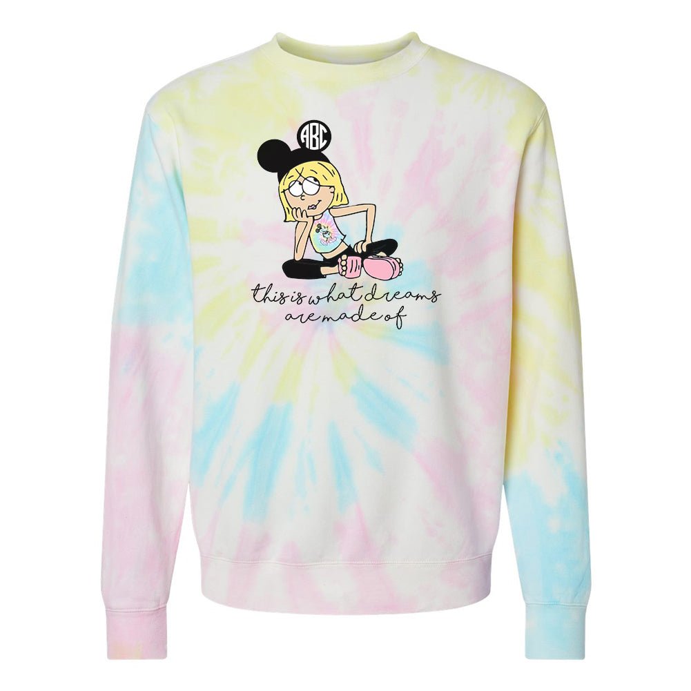 Monogrammed 'Lizzie McGuire Disney' Tie Dye Crewneck Sweatshirt - United Monograms