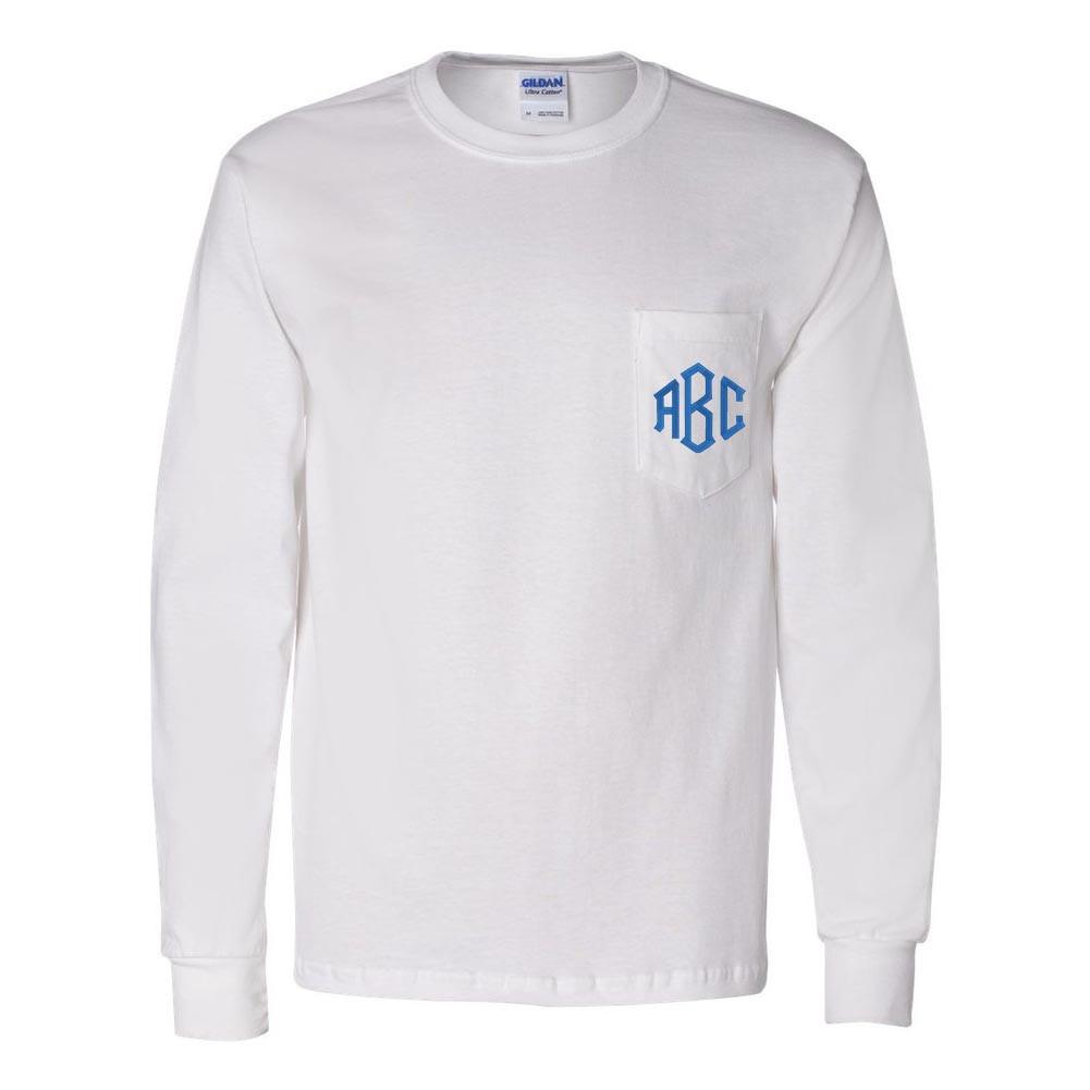 Monogrammed Long Sleeve Pocket T-Shirt - United Monograms