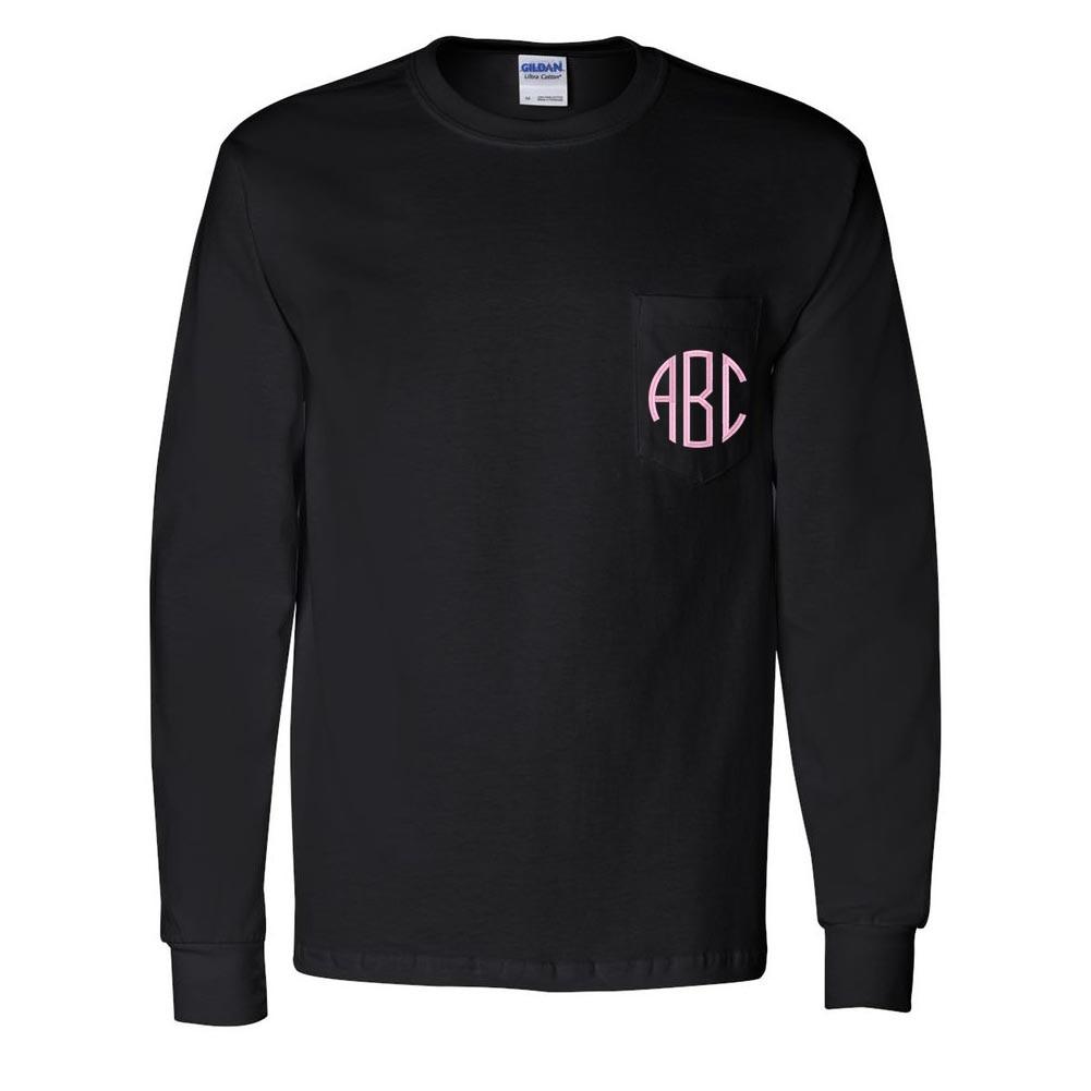 Monogrammed Long Sleeve Pocket T-Shirt - United Monograms