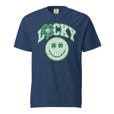 Monogrammed 'Lucky Smiley Face' T-Shirt - United Monograms