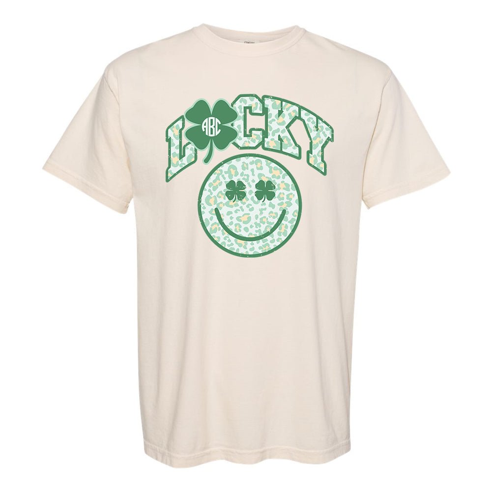 Monogrammed 'Lucky Smiley Face' T-Shirt - United Monograms