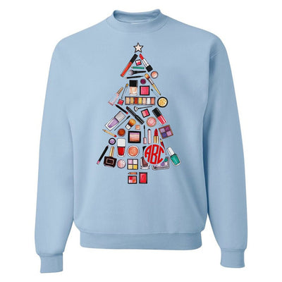 Monogrammed 'Makeup Christmas Tree' Crewneck Sweatshirt - United Monograms