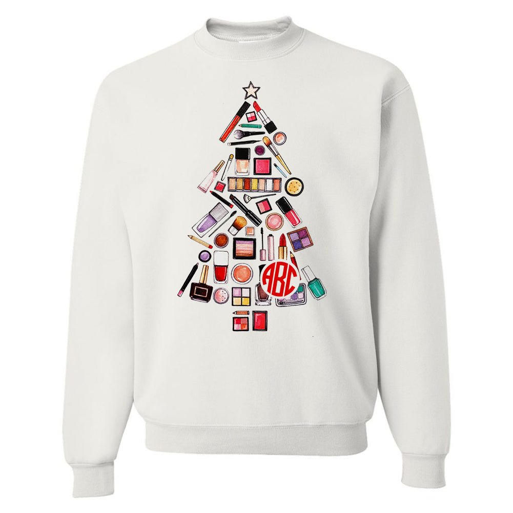 Monogrammed 'Makeup Christmas Tree' Crewneck Sweatshirt - United Monograms