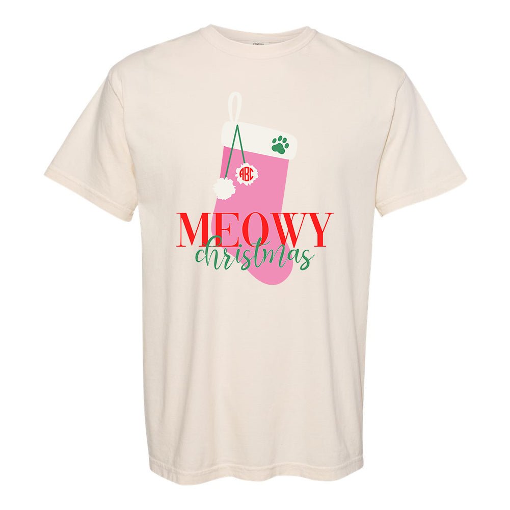 Monogrammed 'Meowy Christmas' T-Shirt - United Monograms