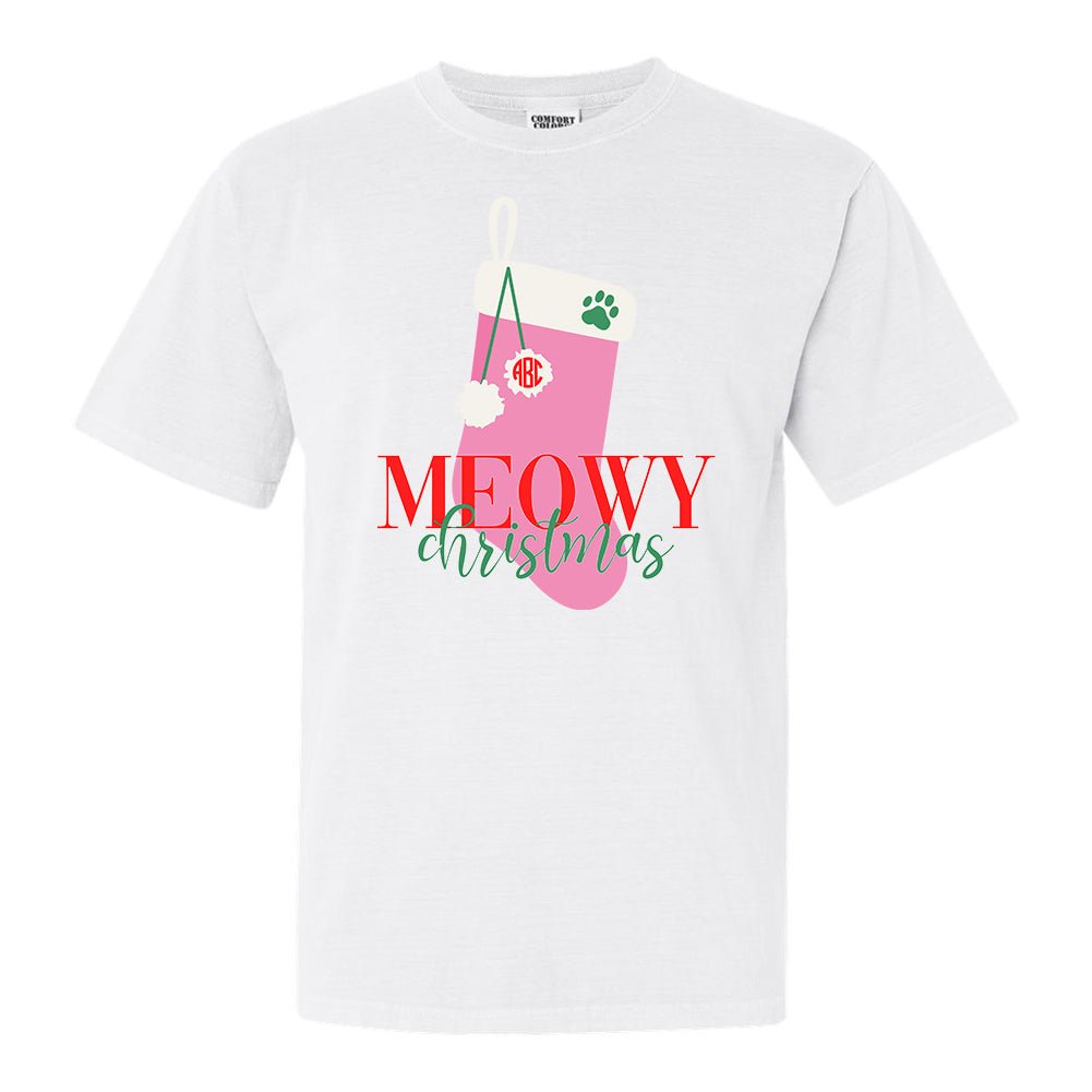 Monogrammed 'Meowy Christmas' T-Shirt - United Monograms