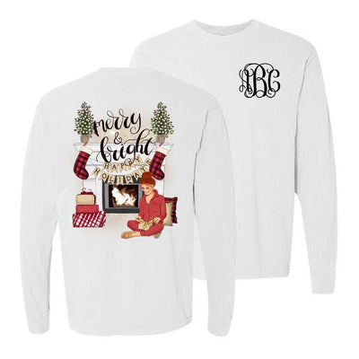 Monogrammed 'Merry & Bright' Front & Back Long Sleeve T-Shirt - United Monograms