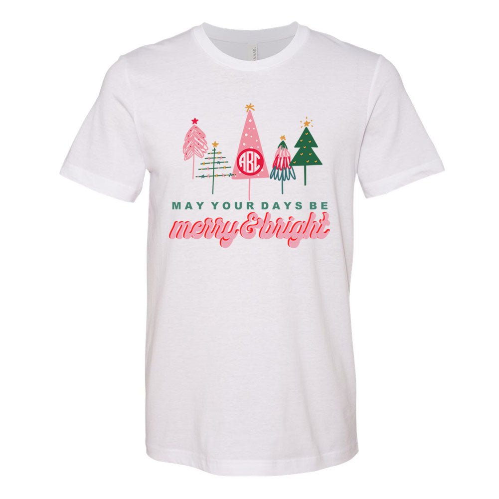 Monogrammed 'Merry & Bright' Premium T-Shirt - United Monograms