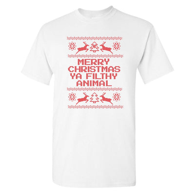 Monogrammed 'Merry Christmas Ya Filthy Animal' Basic T-Shirt - United Monograms