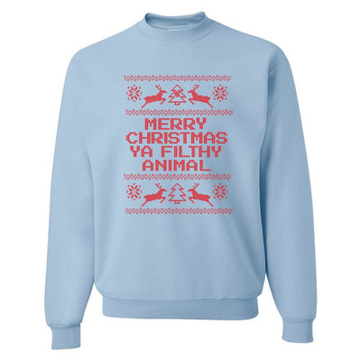 Monogrammed 'Merry Christmas Ya Filthy Animal' Crewneck Sweatshirt - United Monograms