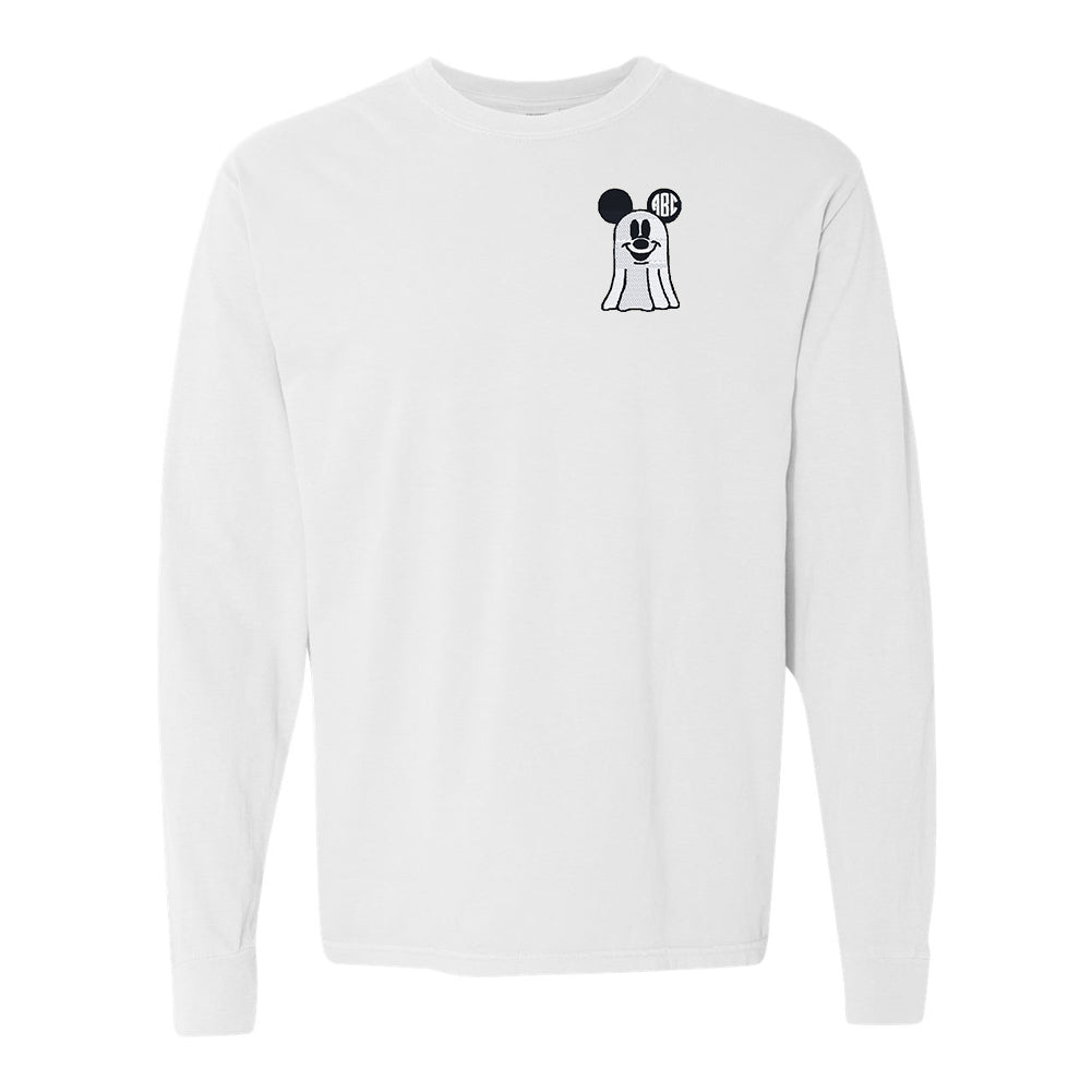 Monogrammed Mickey Ghost Comfort Colors Long Sleeve T-Shirt - United Monograms