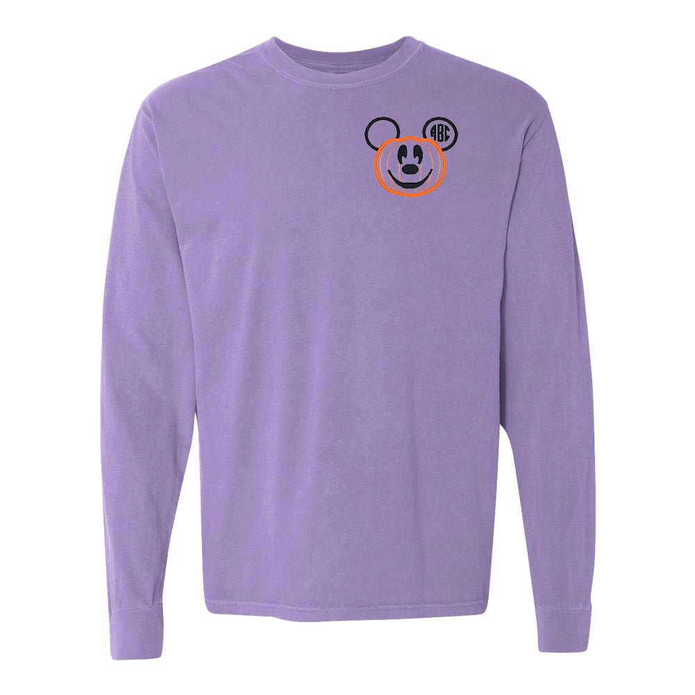 Monogrammed Mickey Pumpkin Comfort Colors Long Sleeve T-Shirt - United Monograms