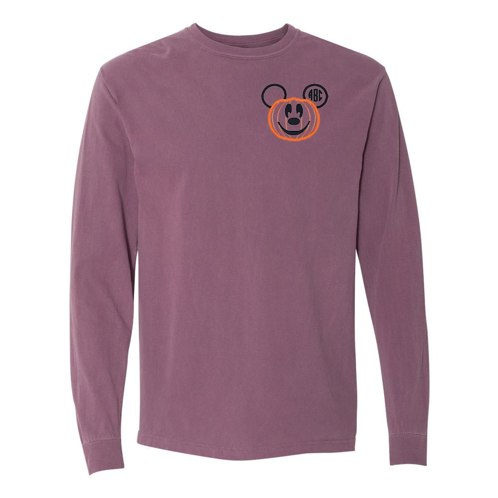 Monogrammed Mickey Pumpkin Comfort Colors Long Sleeve T-Shirt - United Monograms