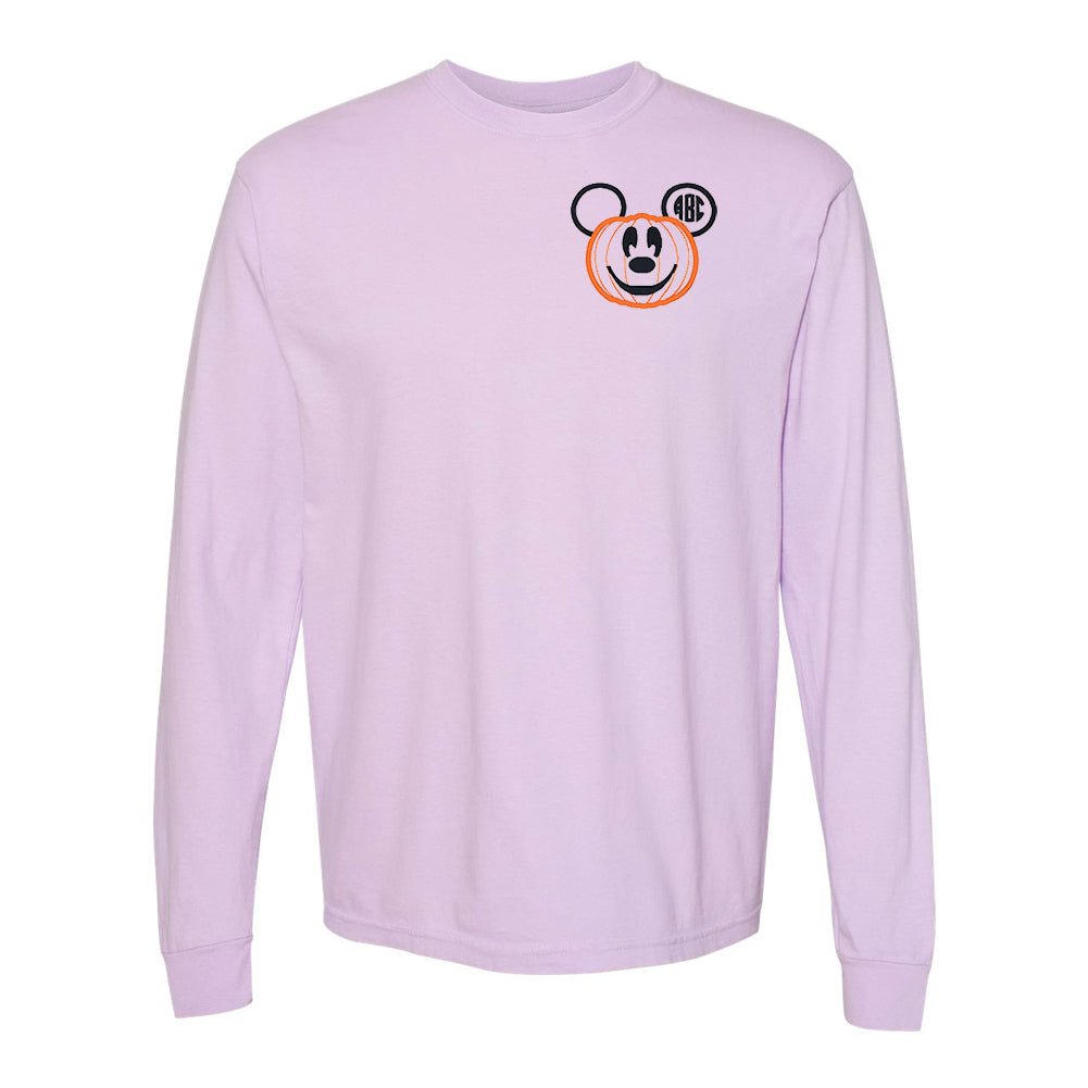 Monogrammed Mickey Pumpkin Comfort Colors Long Sleeve T-Shirt - United Monograms