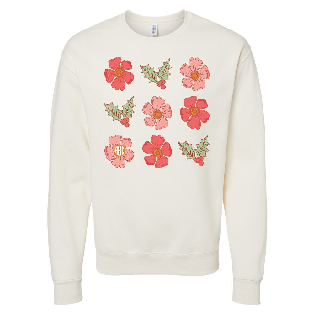 Monogrammed 'Mistletoe & Flowers' Crewneck Sweatshirt - United Monograms