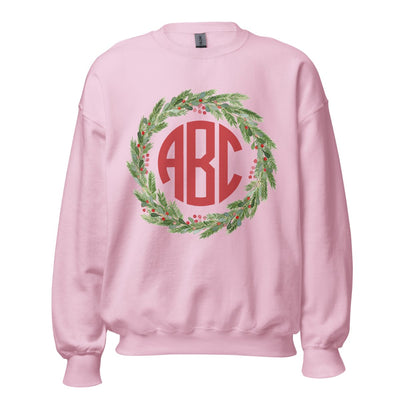 Monogrammed 'Mistletoe Wreath' Crewneck Sweatshirt - United Monograms