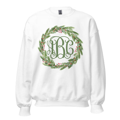 Monogrammed 'Mistletoe Wreath' Crewneck Sweatshirt - United Monograms