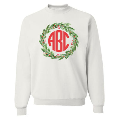 Monogrammed 'Mistletoe Wreath' Crewneck Sweatshirt - United Monograms