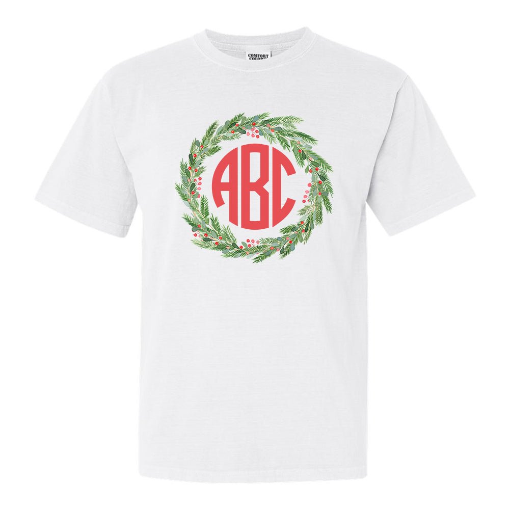 Monogrammed 'Mistletoe Wreath' T-Shirt - United Monograms