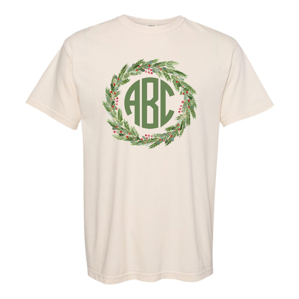 Monogrammed 'Mistletoe Wreath' T-Shirt - United Monograms