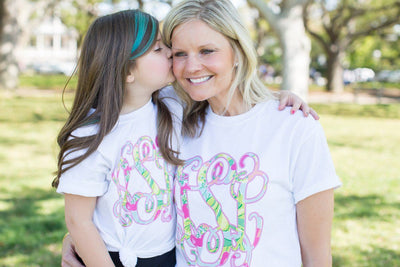Monogrammed Mommy & Me Lilly Big Print Basic T-Shirts - United Monograms