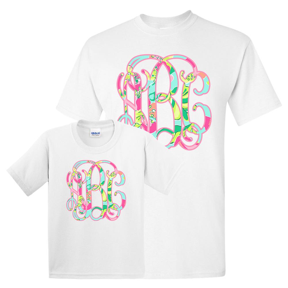 Monogrammed Mommy & Me Lilly Big Print Basic T-Shirts - United Monograms