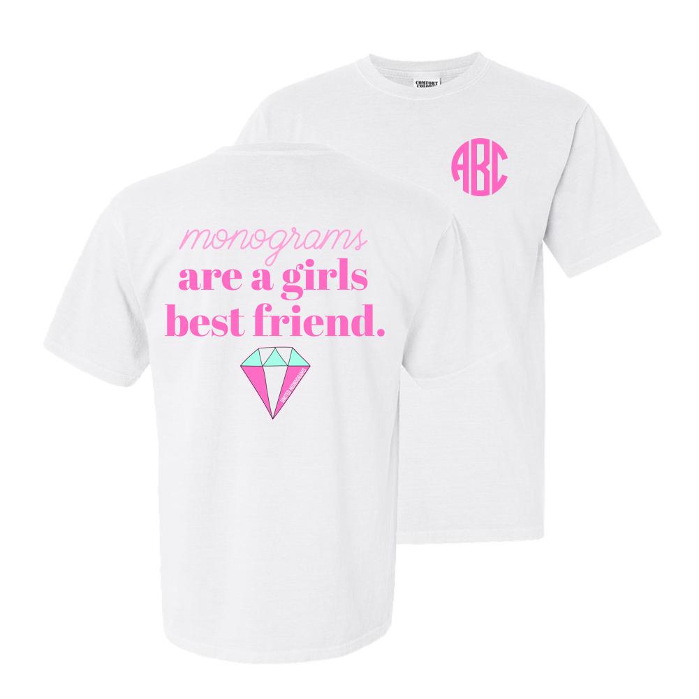 Monogrammed 'Monograms Are A Girls Best Friend' Front & Back T-Shirt - United Monograms