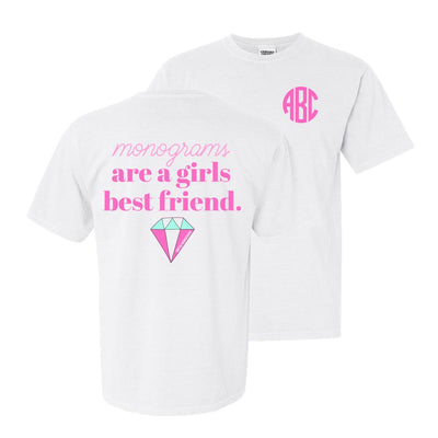 Monogrammed 'Monograms Are A Girls Best Friend' Front & Back T-Shirt - United Monograms