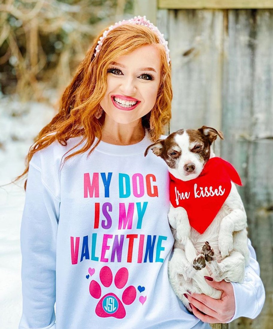 Monogrammed 'My Dog Is My Valentine' Crewneck Sweatshirt - United Monograms