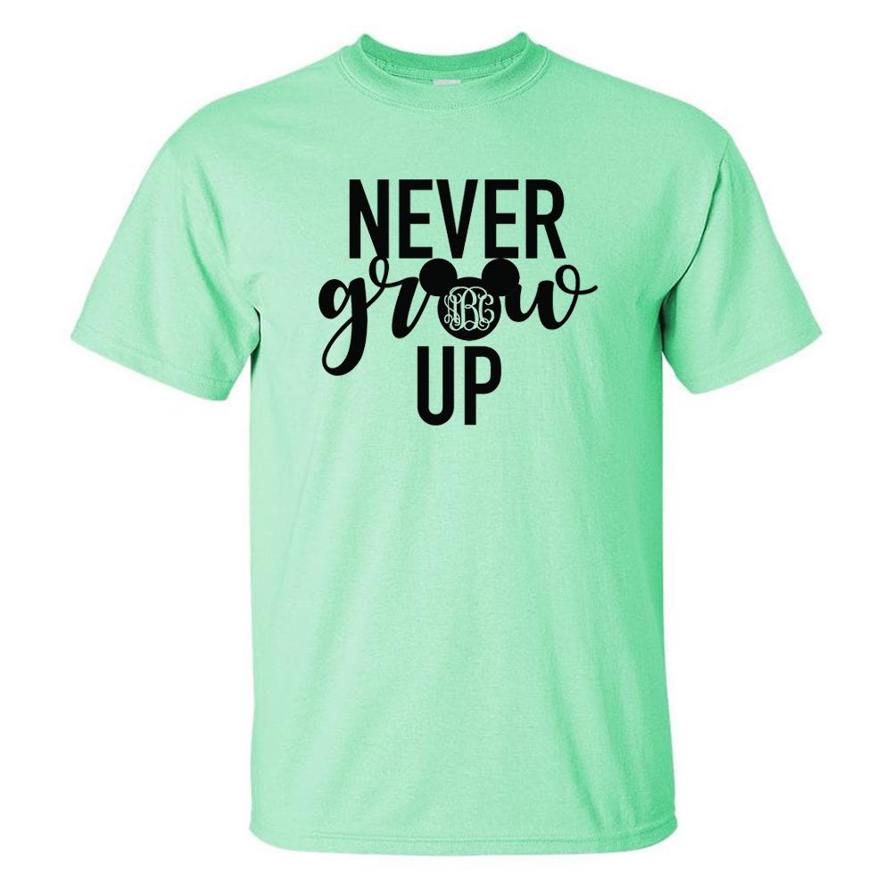 Monogrammed 'Never Grow Up' Mickey Basic T-Shirt - United Monograms