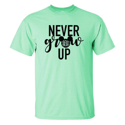 Monogrammed 'Never Grow Up' Mickey Basic T-Shirt - United Monograms