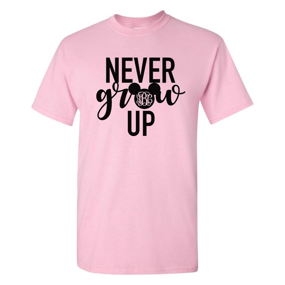 Monogrammed 'Never Grow Up' Mickey Basic T-Shirt - United Monograms