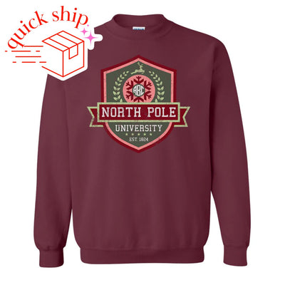 Monogrammed 'North Pole University Crest' Crewneck Sweatshirt - United Monograms