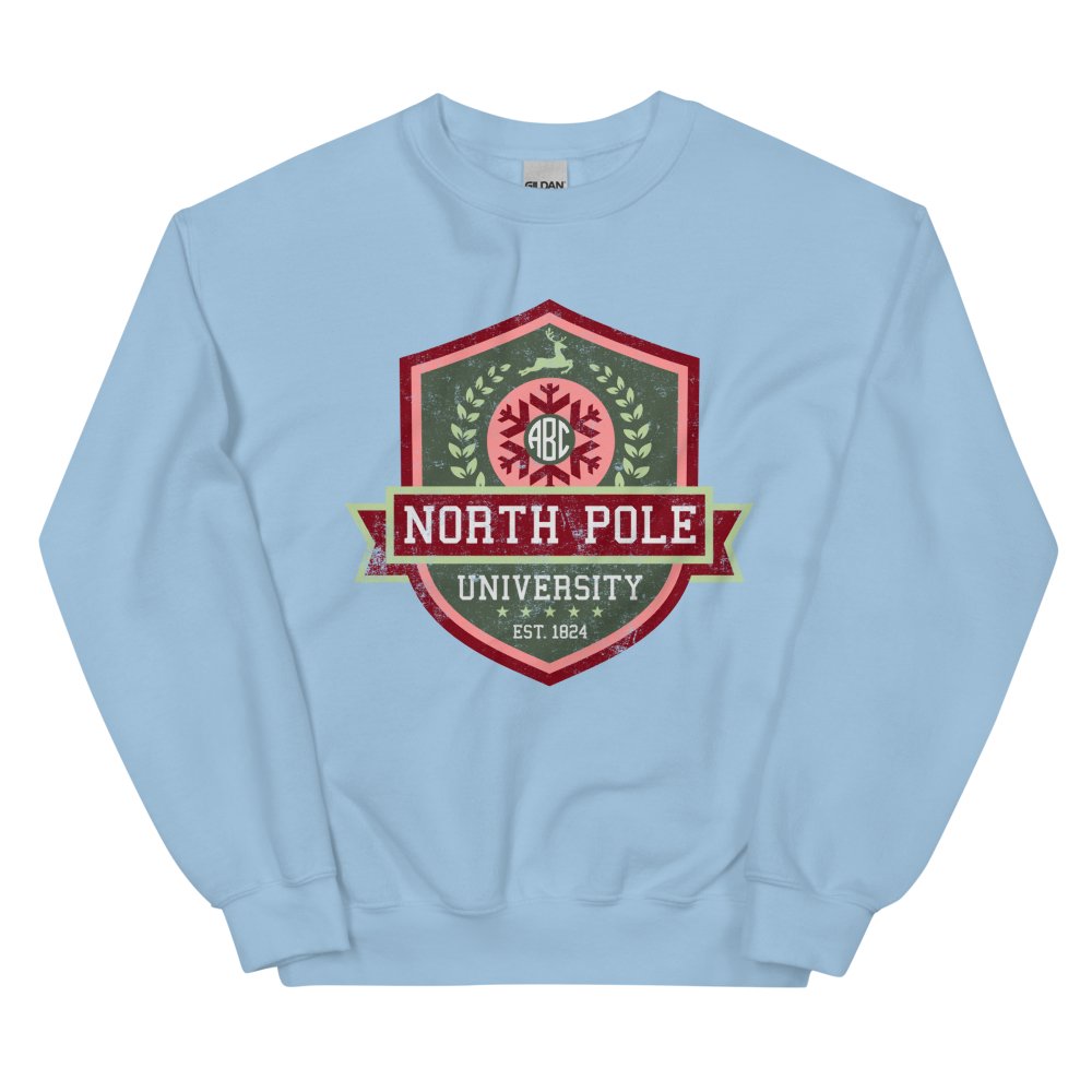 Monogrammed 'North Pole University Crest' Crewneck Sweatshirt - United Monograms