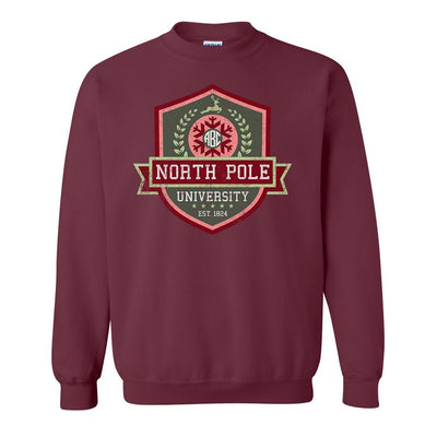 Monogrammed 'North Pole University Crest' Crewneck Sweatshirt - United Monograms