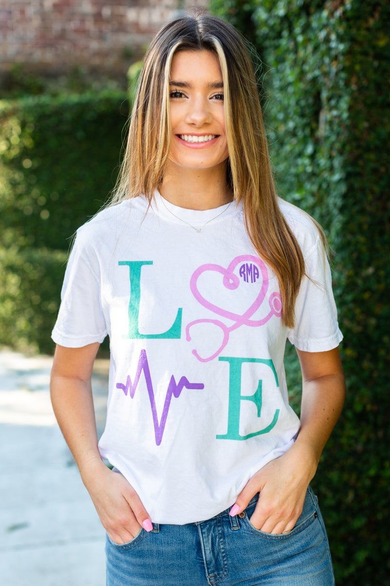 Monogrammed 'Nurse Love' T-Shirt - United Monograms