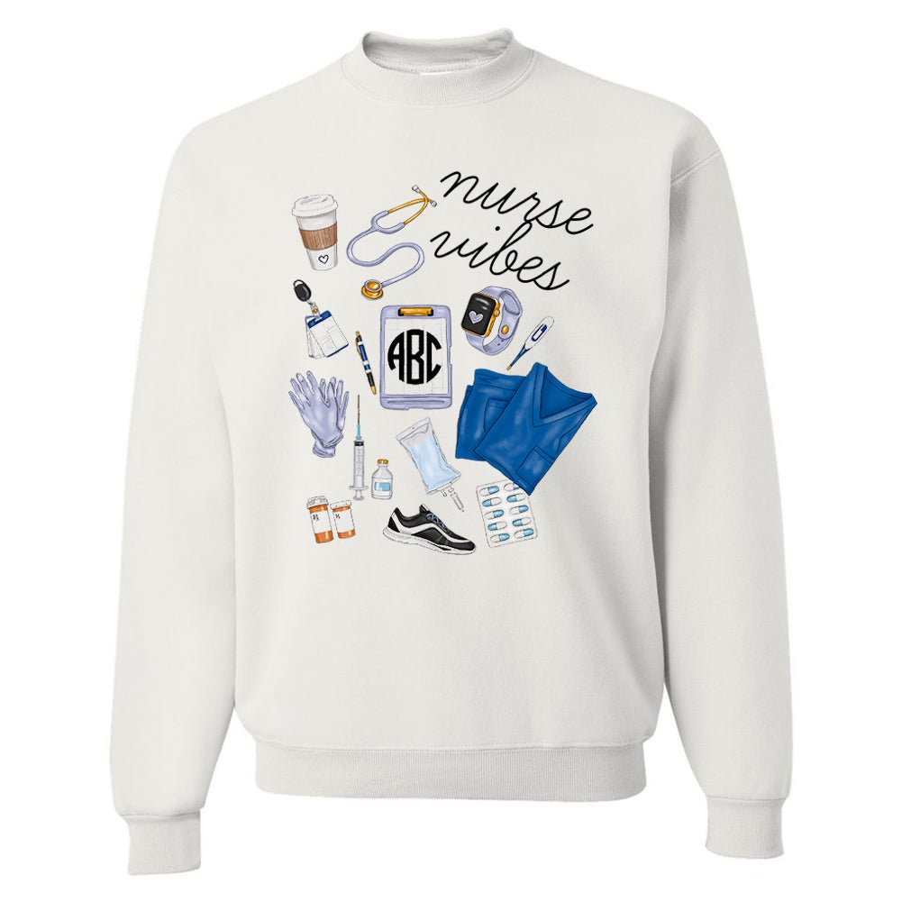 Monogrammed 'Nurse Vibes' Crewneck Sweatshirt - United Monograms