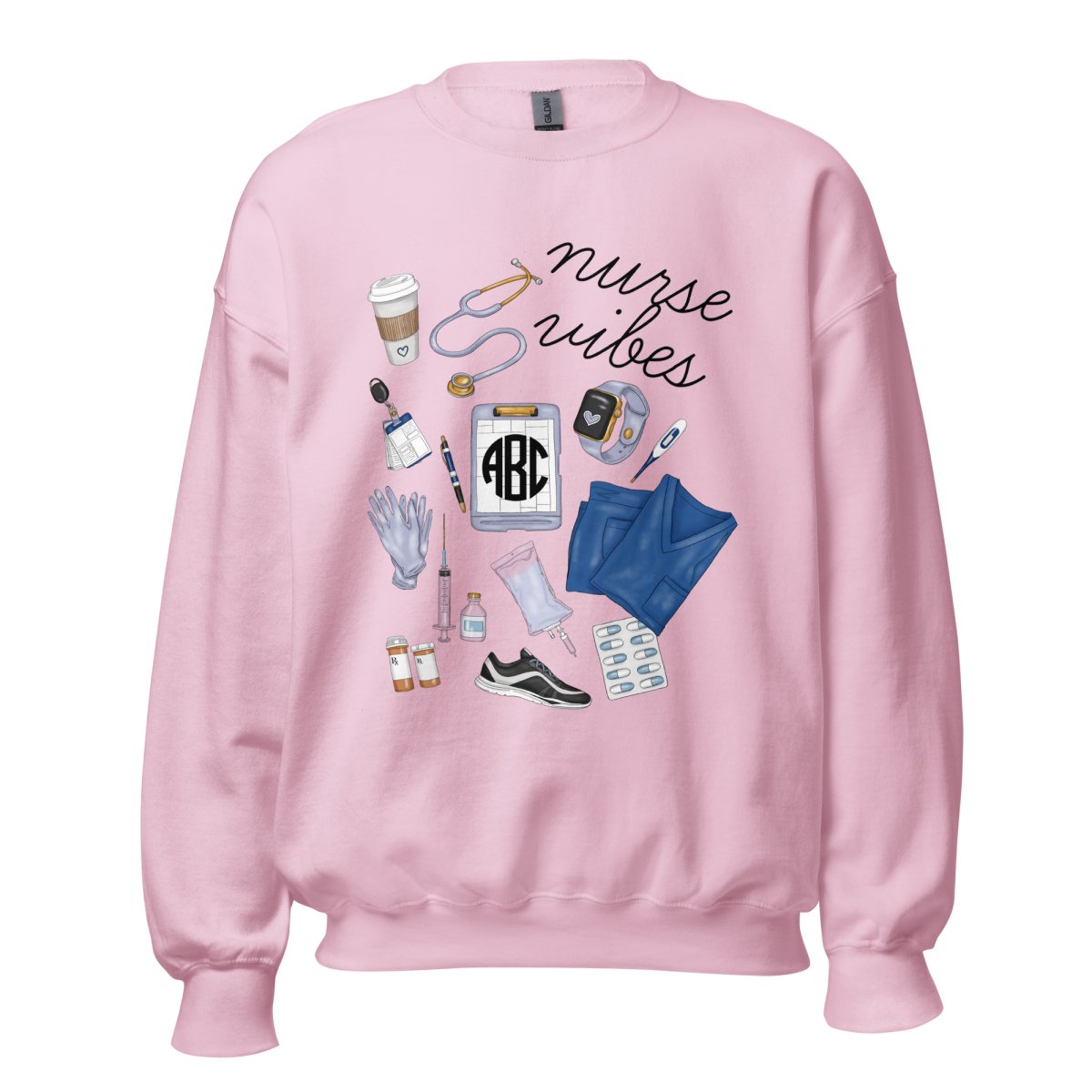 Monogrammed 'Nurse Vibes' Crewneck Sweatshirt - United Monograms