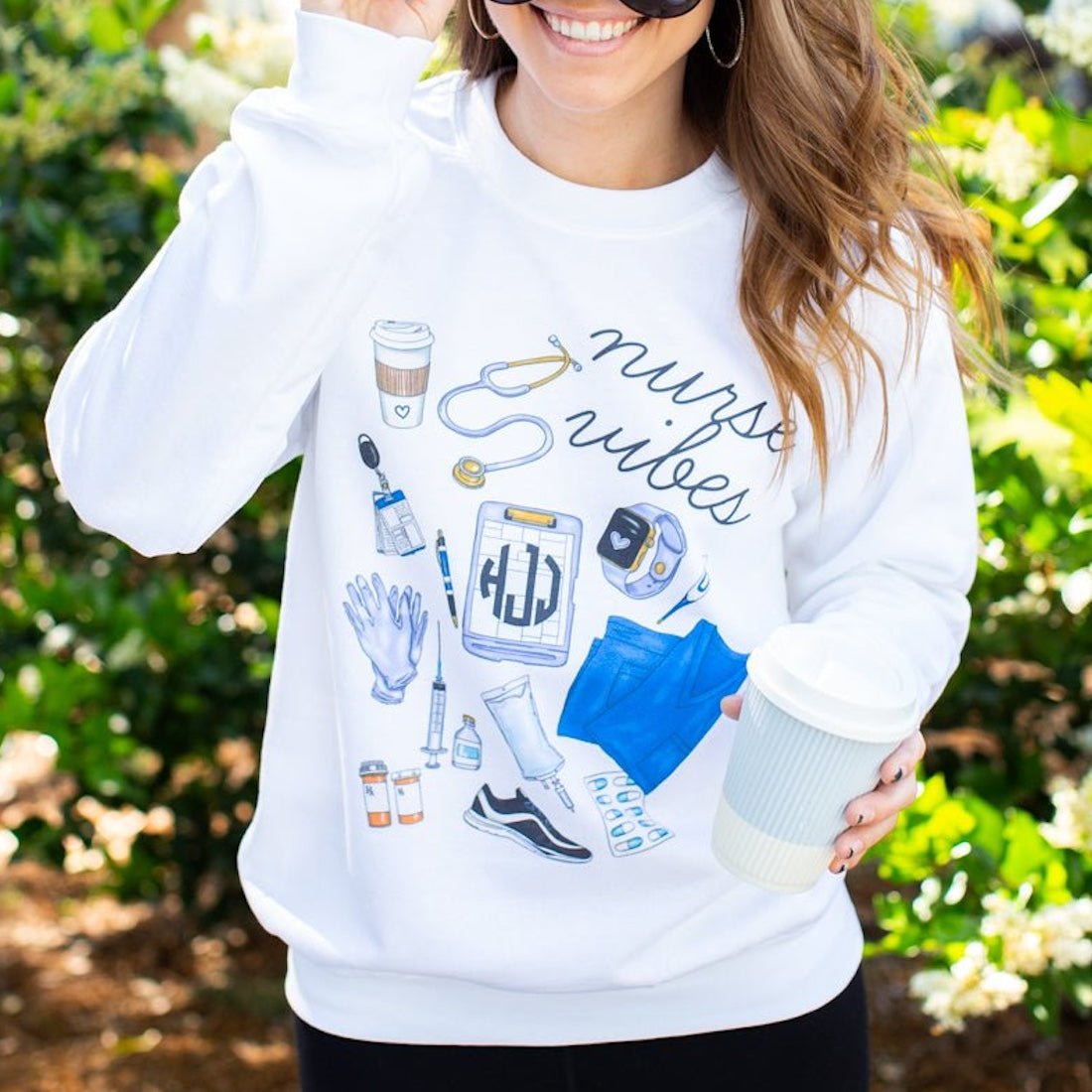 Monogrammed 'Nurse Vibes' Crewneck Sweatshirt - United Monograms