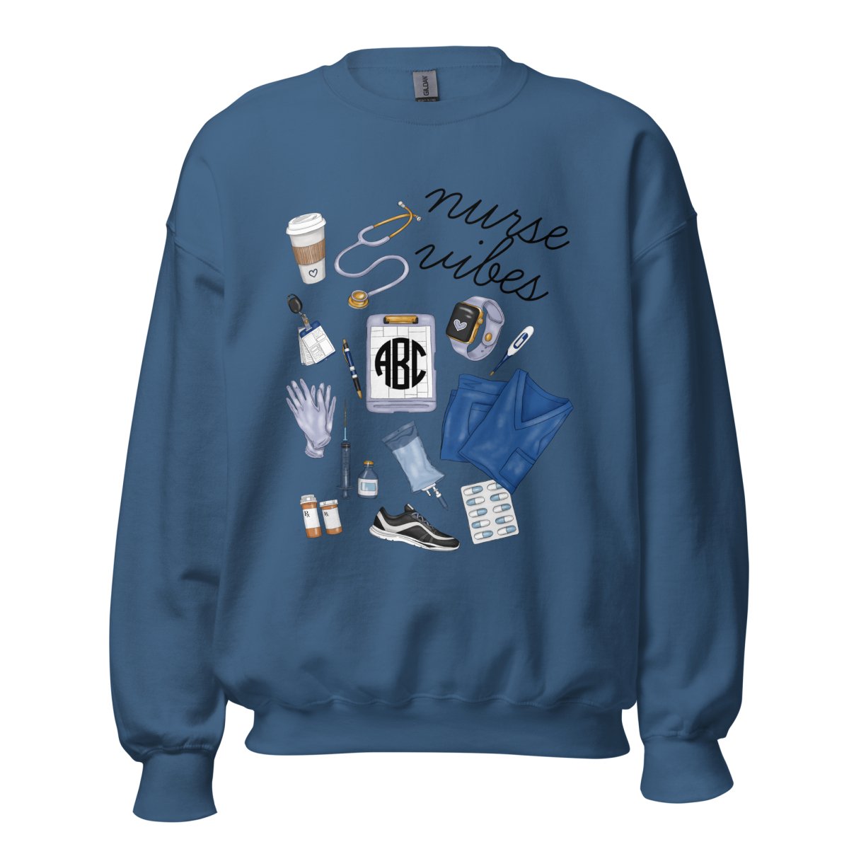 Monogrammed 'Nurse Vibes' Crewneck Sweatshirt - United Monograms