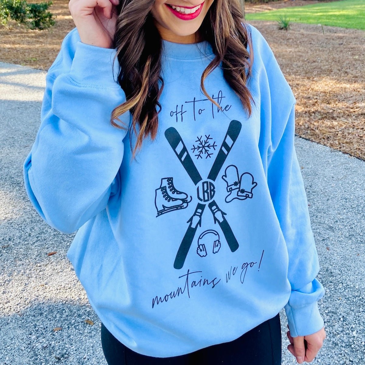 Monogrammed 'Off To The Mountains We Go' Crewneck Sweatshirt - United Monograms