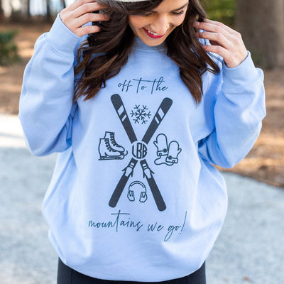 Monogrammed 'Off To The Mountains We Go' Crewneck Sweatshirt - United Monograms