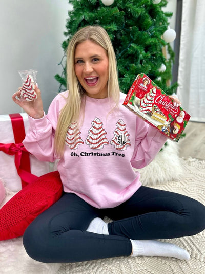 Monogrammed 'Oh, Christmas Tree Cakes' Crewneck Sweatshirt - United Monograms