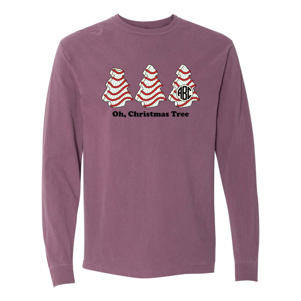 Monogrammed 'Oh, Christmas Tree Cakes' Long Sleeve T - Shirt - United Monograms