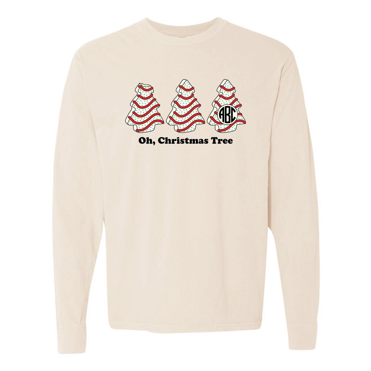 Monogrammed 'Oh, Christmas Tree Cakes' Long Sleeve T - Shirt - United Monograms