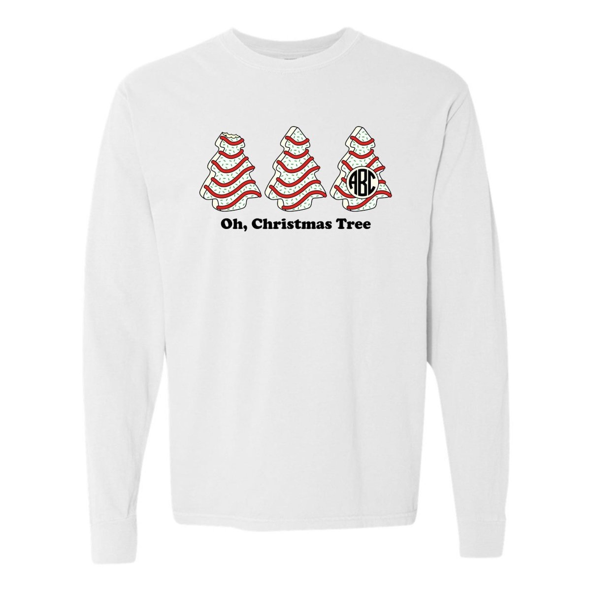 Monogrammed 'Oh, Christmas Tree Cakes' Long Sleeve T - Shirt - United Monograms