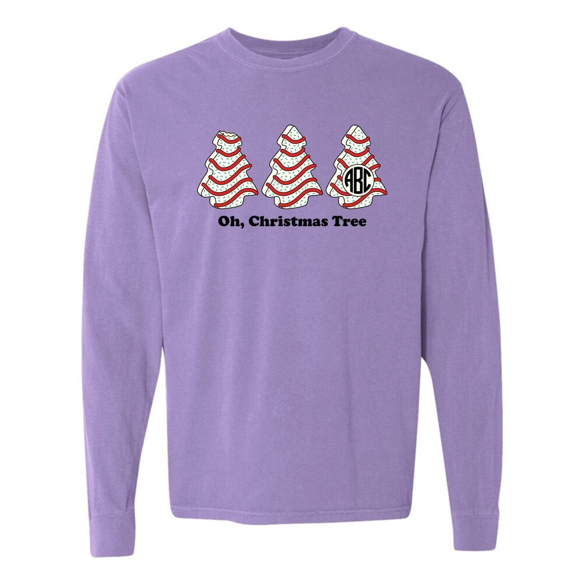 Monogrammed 'Oh, Christmas Tree Cakes' Long Sleeve T - Shirt - United Monograms