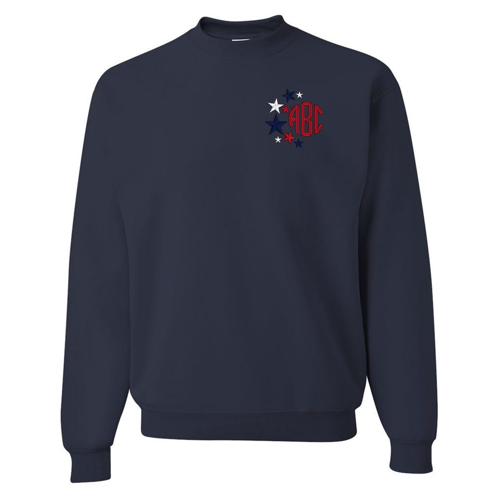Monogrammed Patriotic Stars Crewneck Sweatshirt - United Monograms