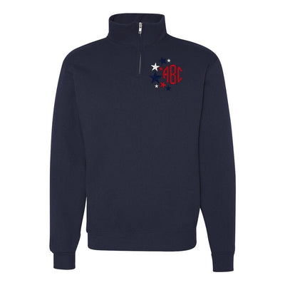 Monogrammed Patriotic Stars Quarter Zip Sweatshirt - United Monograms