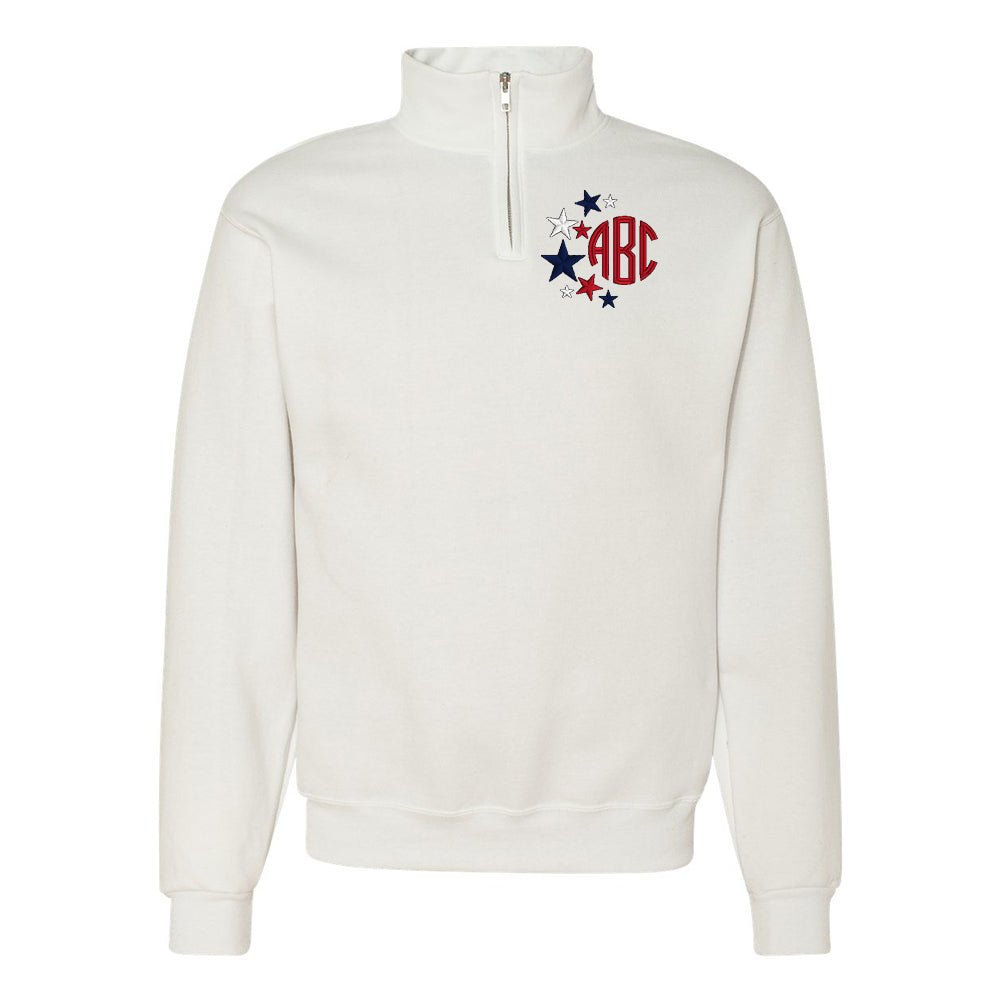 Monogrammed Patriotic Stars Quarter Zip Sweatshirt - United Monograms