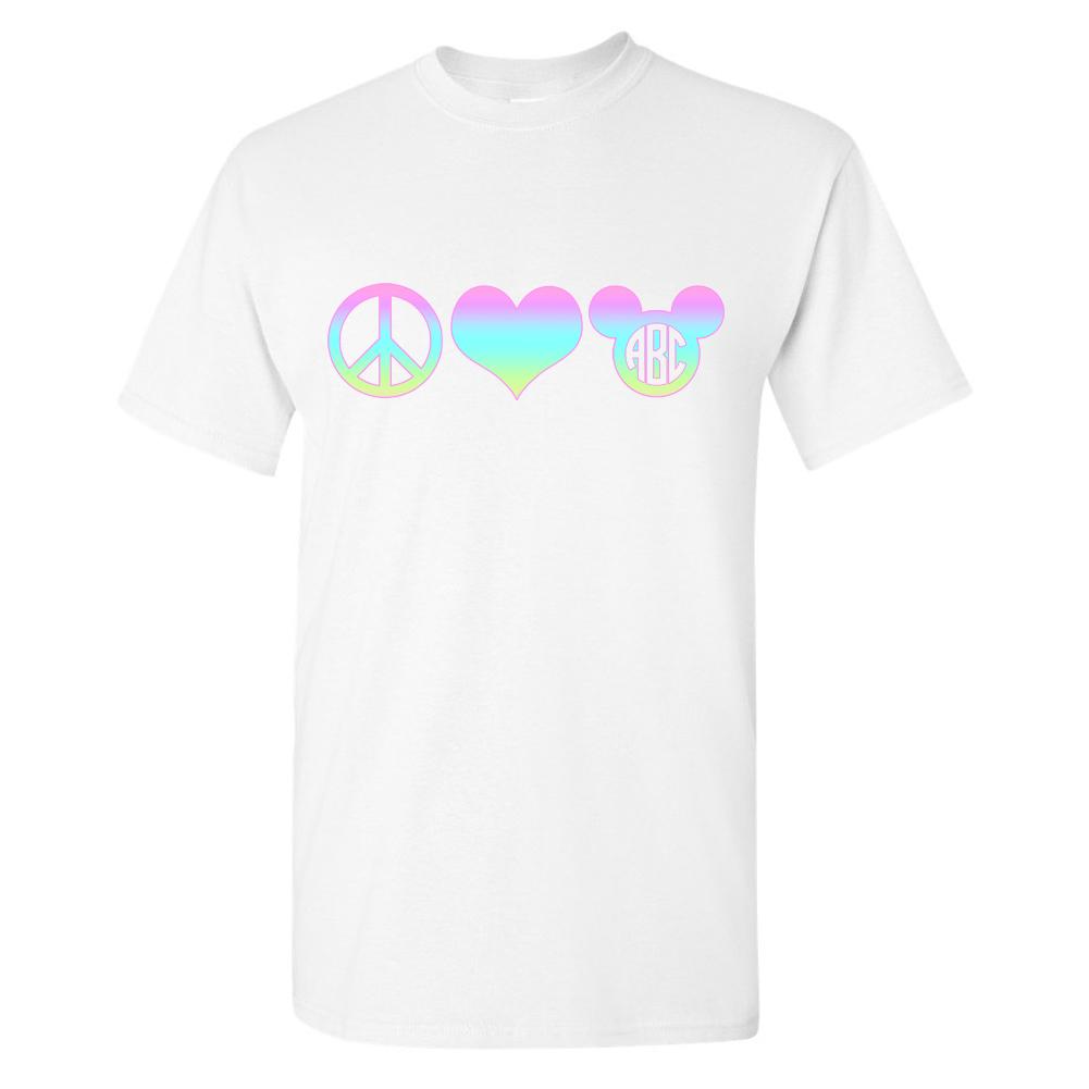 Monogrammed 'Peace, Love, Disney' Basic T-Shirt - United Monograms